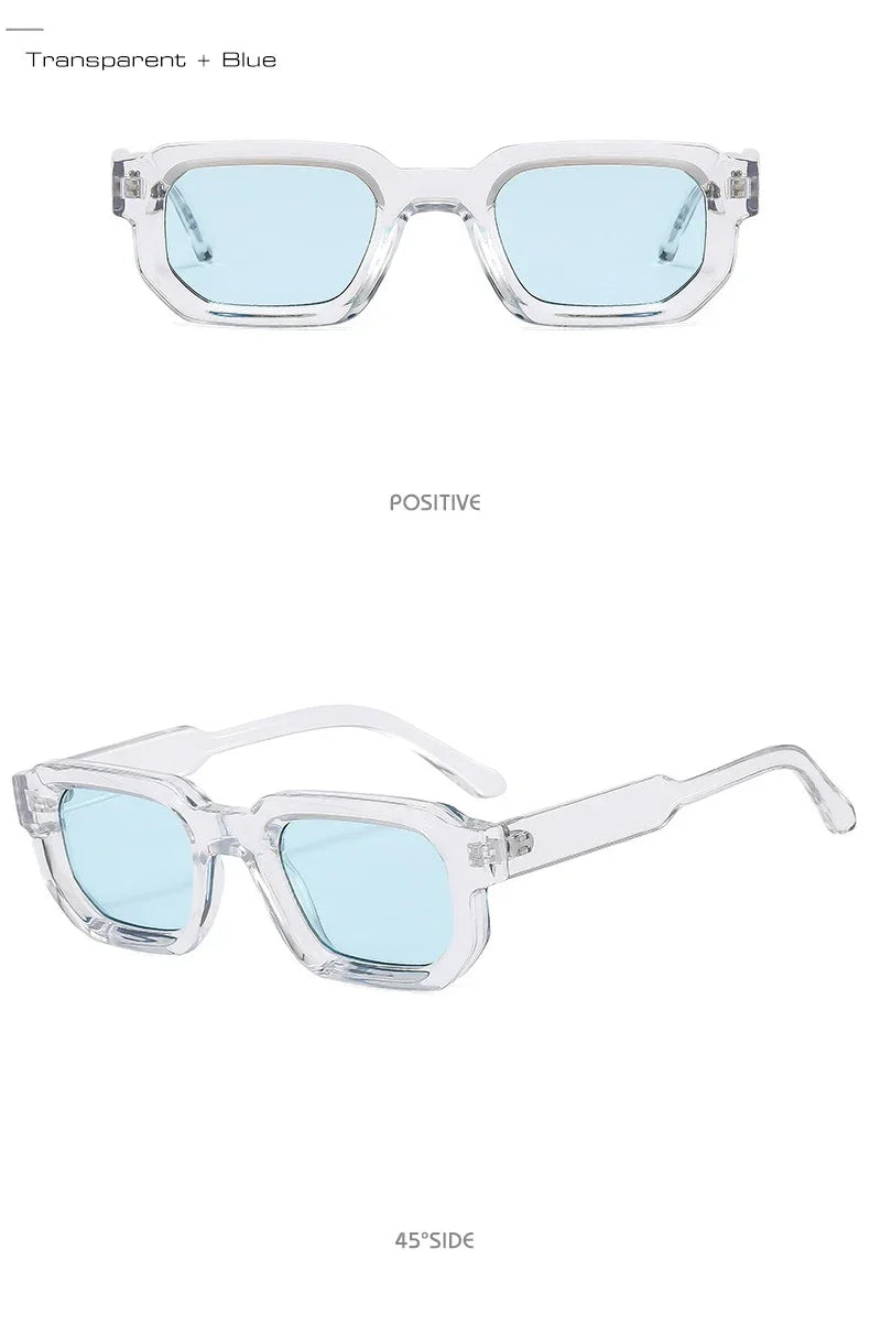 JNPCXI Fashion Blue Square Sunglasses For Women Men Retro Luxury Designer Clear Lens Sun Glasses Shades UV400 Eyeglasses