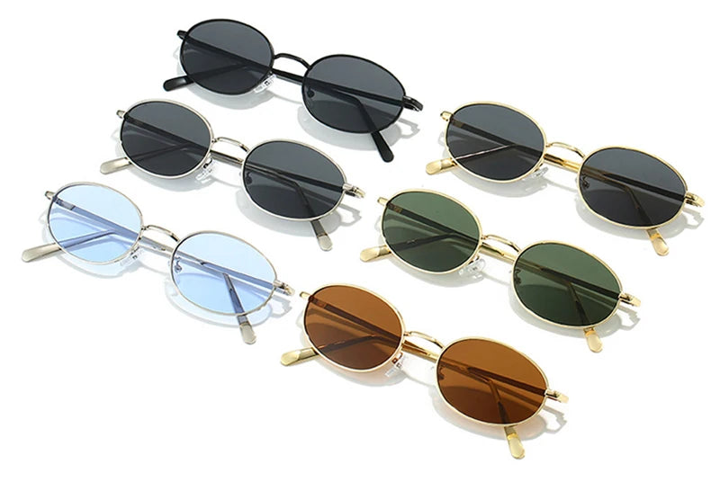 SHAUNA Retro Small Oval Metal Frame Women Sunglasses UV400 Men Punk Sun Glasses