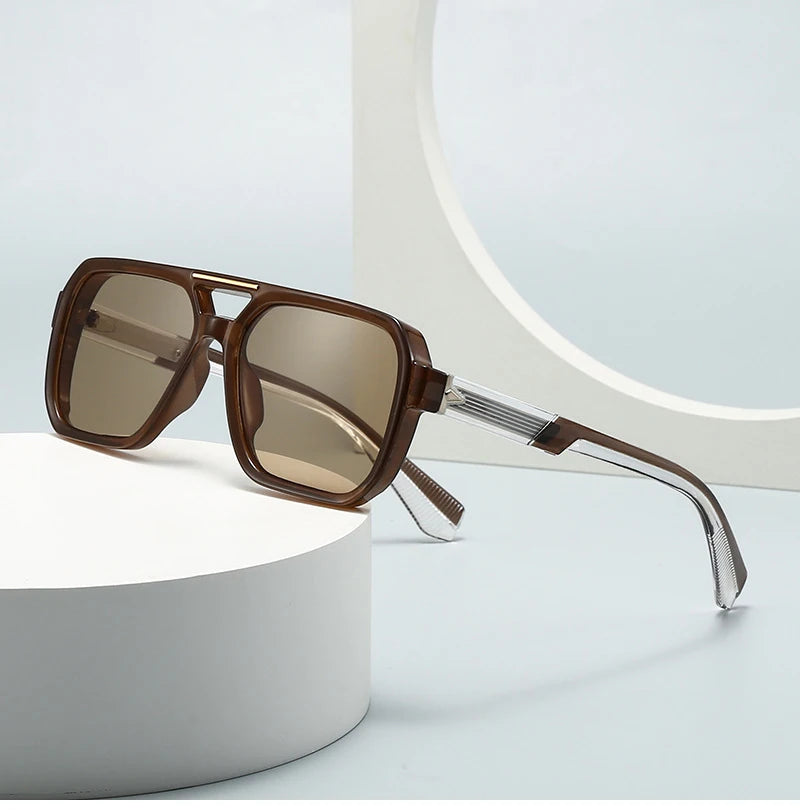 SHAUNA Retro Rivets Double Bridges Men Square Sunglasses Shades UV400 Fashion Women Luxury Blue Green Sun Glasses