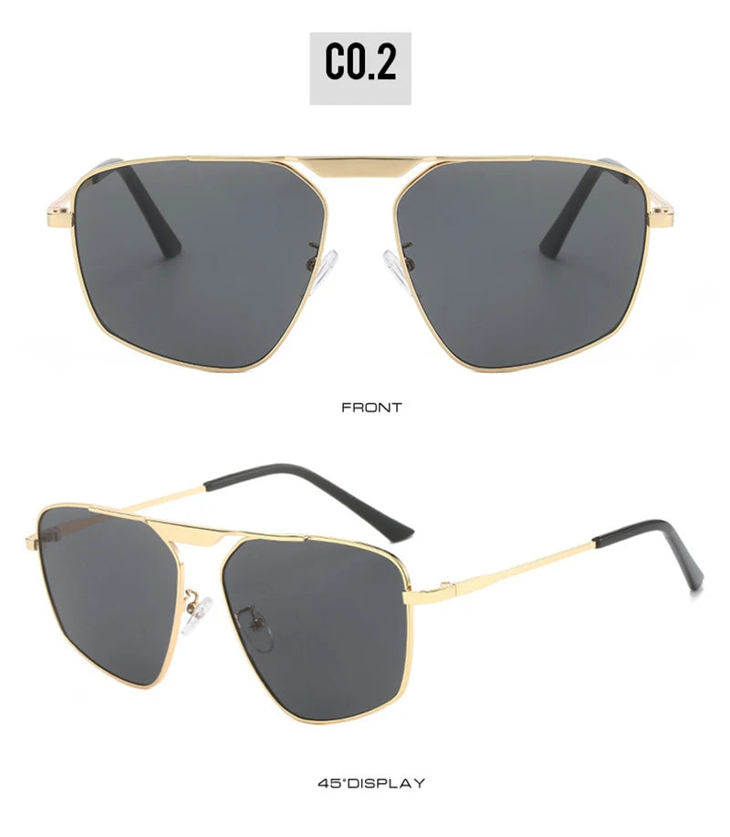 SHAUNA Retro Metal Polygon Square Sunglasses Women Fashion Champagne Shades UV400 Men Sun Glasses