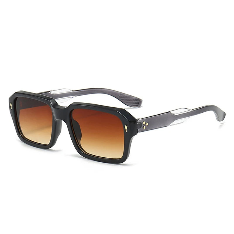 SO&EI New Square Women Punk Rivets Sunglasses Fashion Clear Ocean Gradient Lens Shades UV400 Men Sun Glasses