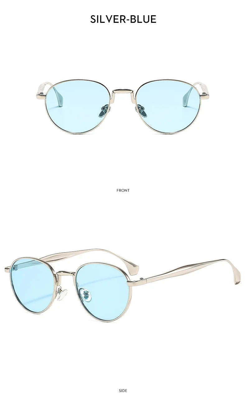 SHAUNA Retro Metal Round Punk Men Sunglasses Shades UV400 Fashion Trending Gradient Women Sun Glasses