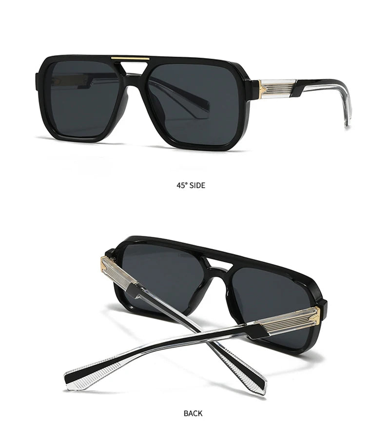 SHAUNA Retro Rivets Double Bridges Men Square Sunglasses Shades UV400 Fashion Women Luxury Blue Green Sun Glasses