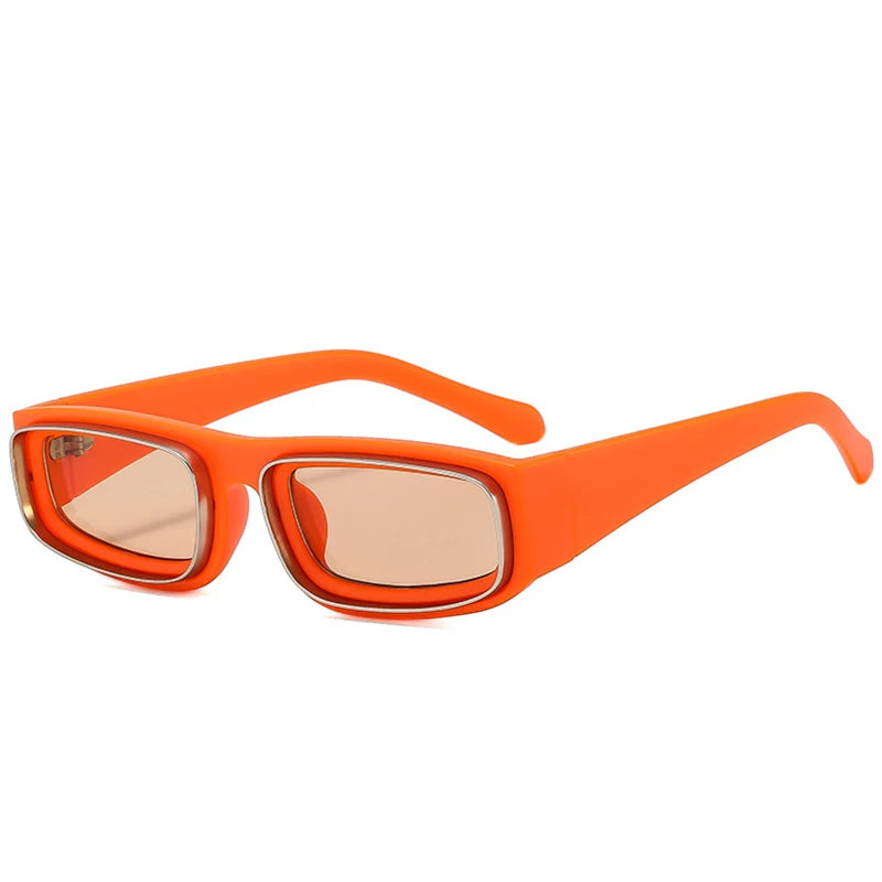 SHAUNA Fashion Rectangle Sunglasses Women Vintage Yellow Orange Eyewear Men Shades UV400