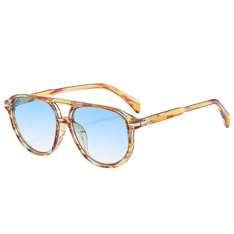 SO&EI Retro Double Bridges Pilot Men Rivets Sunglasses Fashion Brand Designer Women Luxury Sun Glasses Blue Orange Shades UV400
