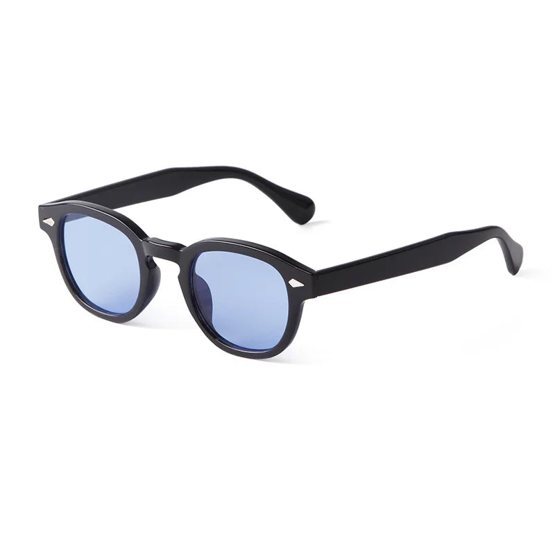 JNPCXI Vintage Round Sunglasses Women Men Retro Rivet Blue Gradient Female Sun Glasses UV400