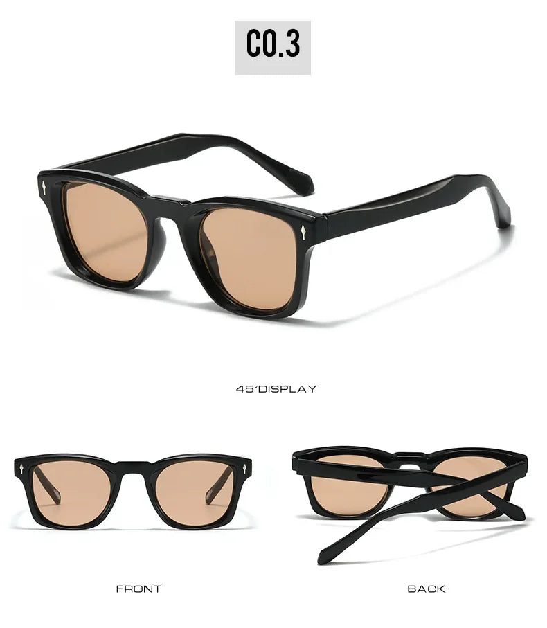 JNPCXI Retro Rivets Square Sunglasses Women Fashion Gradient Shades UV400 Men Green Black Sun Glasses