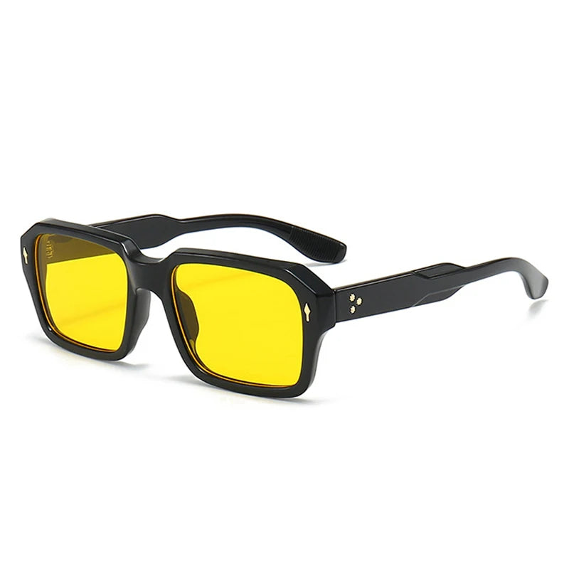 SO&EI New Square Women Punk Rivets Sunglasses Fashion Clear Ocean Gradient Lens Shades UV400 Men Sun Glasses