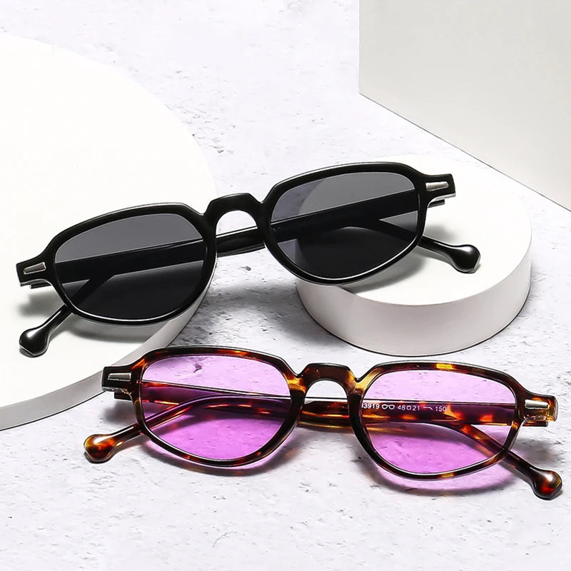 SHAUNA Ins Popular Fashion Small Cat Eye Women Sunglasses Retro Clear Ocean Lens Shades UV400 Men Rivets Sun Glasses