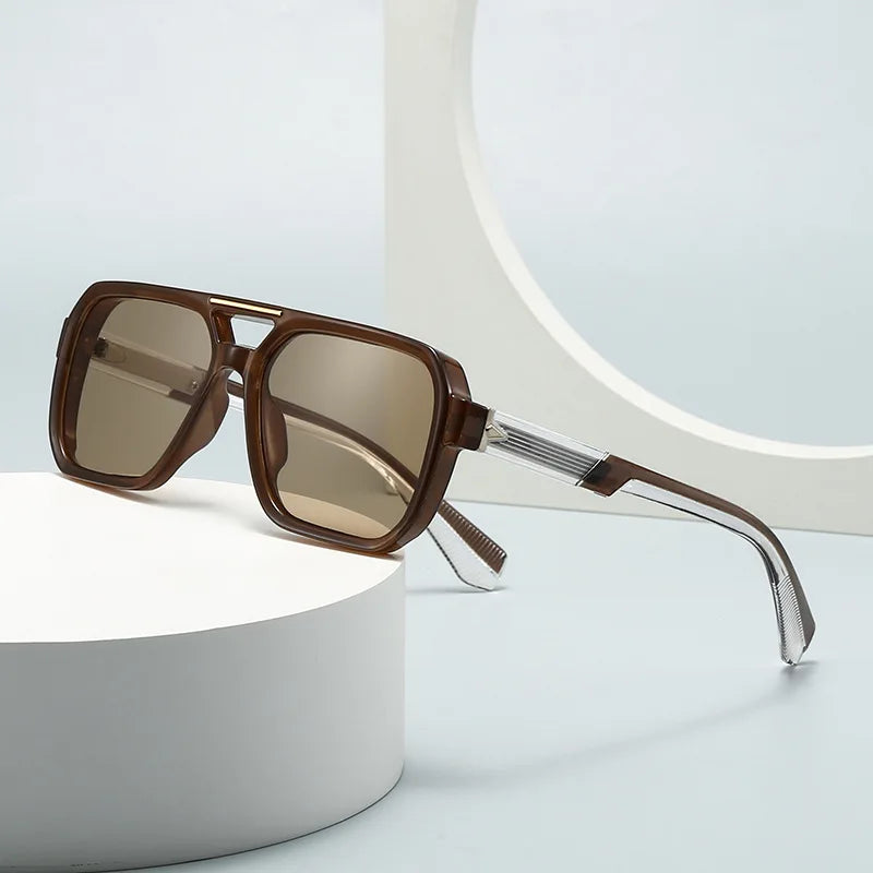 SHAUNA Retro Rivets Double Bridges Men Square Sunglasses Shades UV400 Fashion Women Luxury Blue Green Sun Glasses