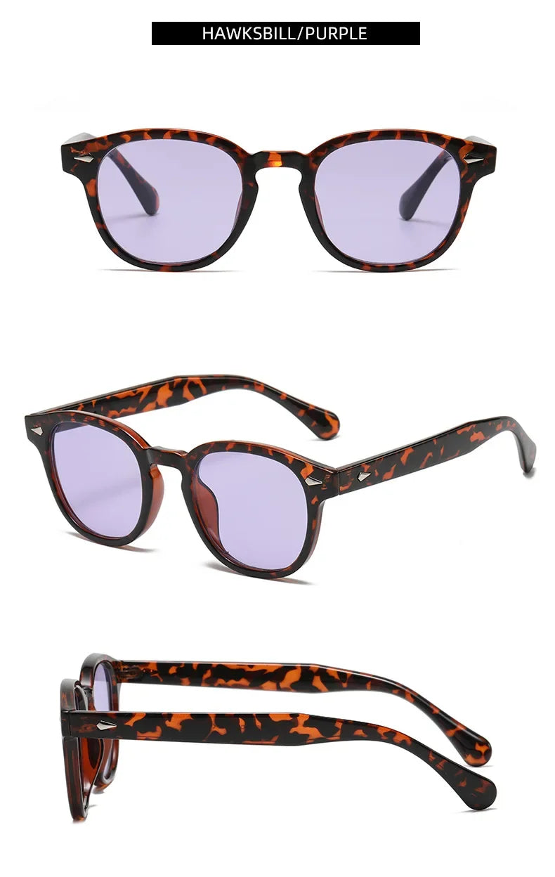 JNPCXI Quality New Retro Round Sunglasses Women Fashion Rivets Decoration Shades UV400 Men Punk Leopard Sun Glasses
