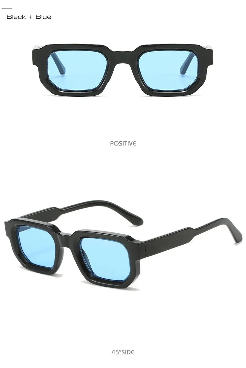 JNPCXI Fashion Blue Square Sunglasses For Women Men Retro Luxury Designer Clear Lens Sun Glasses Shades UV400 Eyeglasses