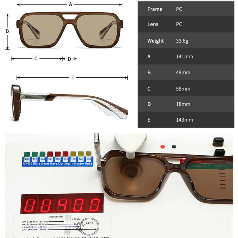 SHAUNA Retro Rivets Double Bridges Men Square Sunglasses Shades UV400 Fashion Women Luxury Blue Green Sun Glasses