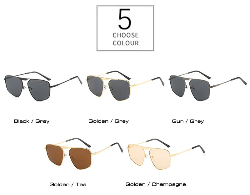 SHAUNA Retro Metal Polygon Square Sunglasses Women Fashion Champagne Shades UV400 Men Sun Glasses