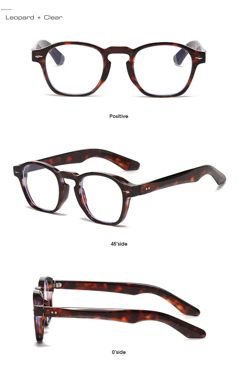 JNPCXI Retro Rivets Men Square Sunglasses Fashion Blue Green Trending Shades UV400 Women Clear Frame