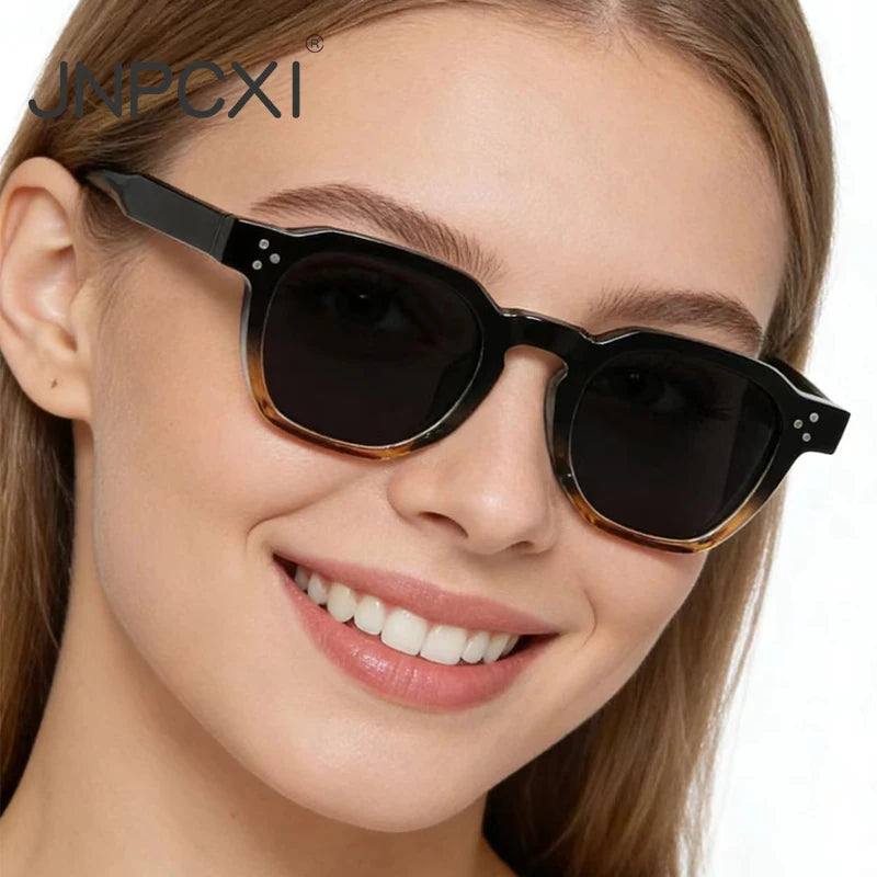 JNPCXI Fashion Vintage Rivet Oval Sunglasses Women Men Luxury Leopard Sun Glasses Anti Blue Light Eyeglasses Frame