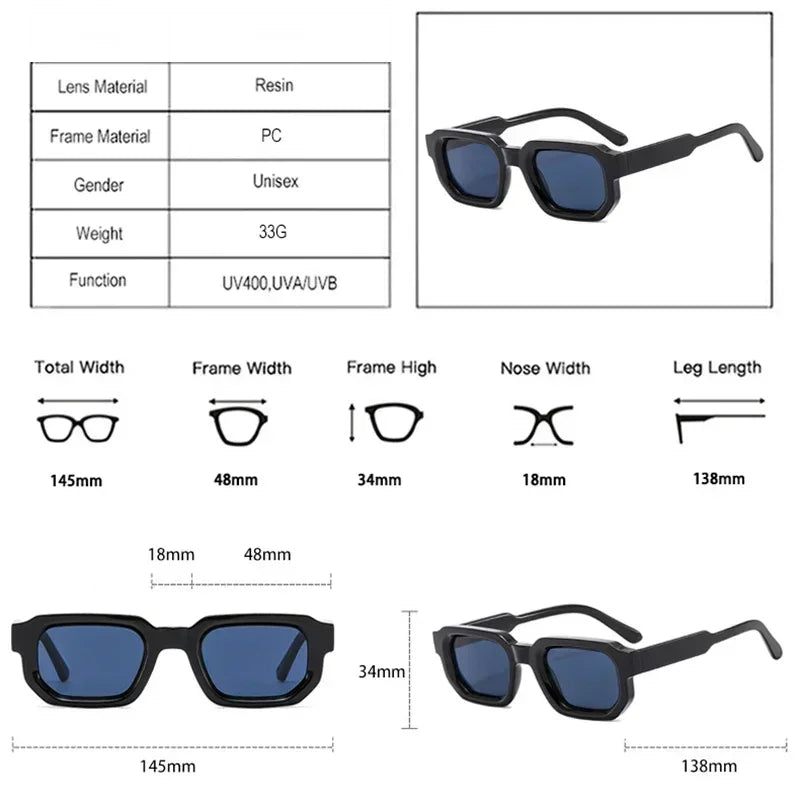 JNPCXI Fashion Blue Square Sunglasses For Women Men Retro Luxury Designer Clear Lens Sun Glasses Shades UV400 Eyeglasses