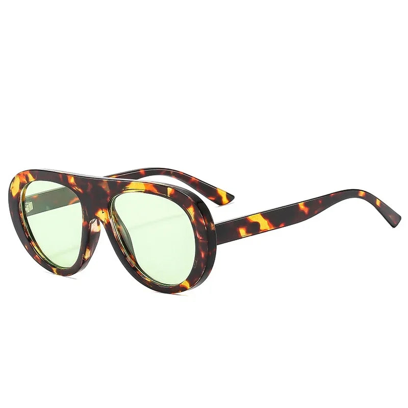 SO&EI Vintage Pilot Men Candy Color Sunglasses Fashion Leopard Shades UV400 Women Trending Punk Sun Glasses