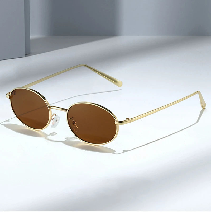 SHAUNA Retro Small Oval Metal Frame Women Sunglasses UV400 Men Punk Sun Glasses