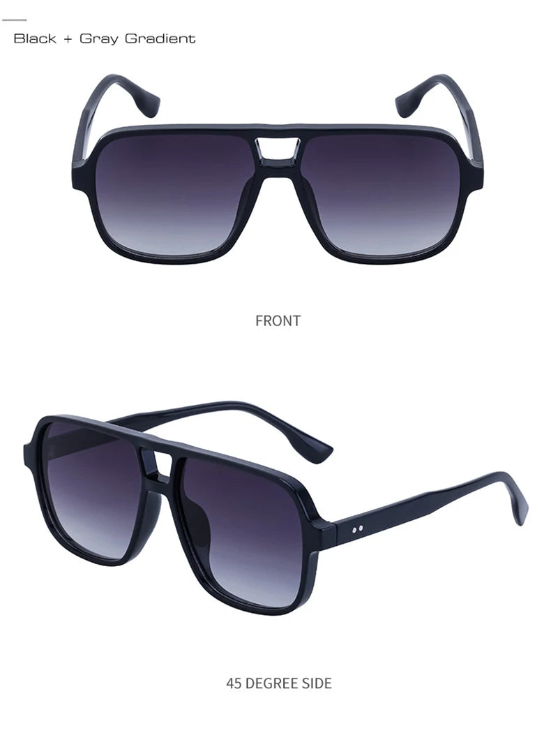 SHAUNA Retro Double Bridges Square Women Gradient Sunglasses Shades UV400 Fashion Rivets Decoration Men Sun Glasses