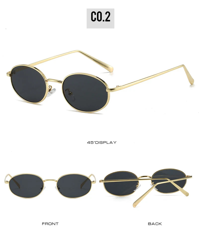 SHAUNA Retro Small Oval Metal Frame Women Sunglasses UV400 Men Punk Sun Glasses