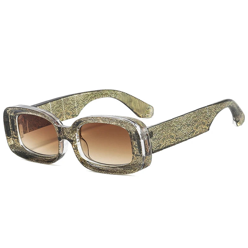 SO&EI Retro Colorful Rectangle Women Sunglasses Fashion Candy Color Shades UV400 Men Clear Gradient Square Sun Glasses