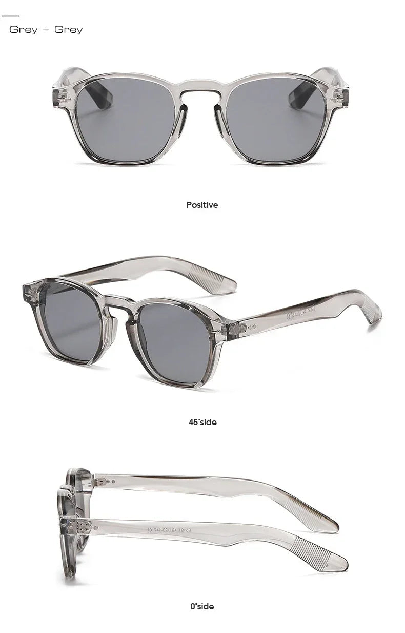 JNPCXI Retro Rivets Men Square Sunglasses Fashion Blue Green Trending Shades UV400 Women Clear Frame