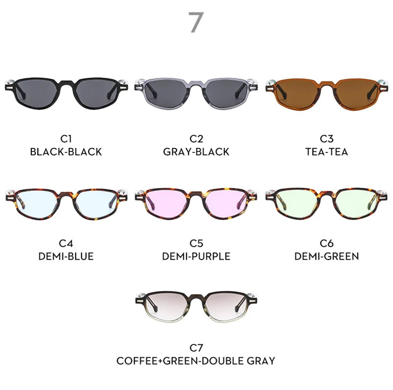 SHAUNA Ins Popular Fashion Small Cat Eye Women Sunglasses Retro Clear Ocean Lens Shades UV400 Men Rivets Sun Glasses