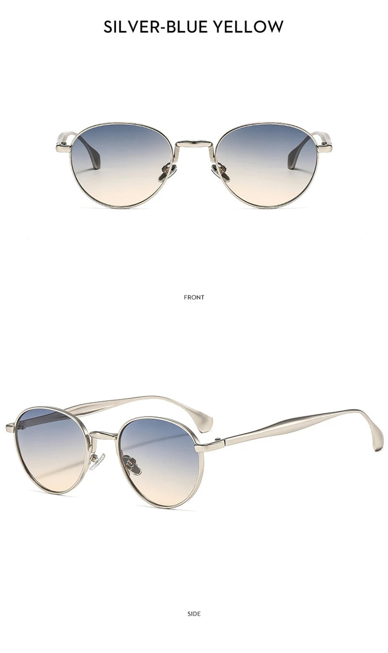 SHAUNA Retro Metal Round Punk Men Sunglasses Shades UV400 Fashion Trending Gradient Women Sun Glasses