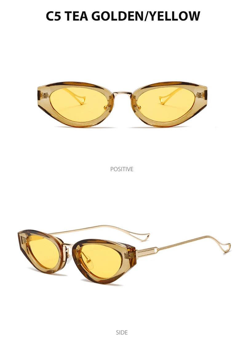 SHAUNA Retro Small Cat Eye Women Sunglasses Fashion Gradient Shades UV400 Men Yellow Sun Glasses