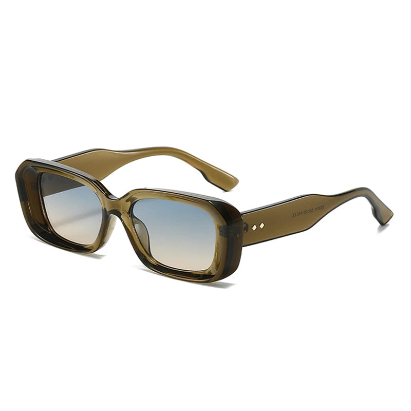 SHAUNA Retro Square Sunglasses Women Fashion Rivets Gradient Shades UV400 Men Green Pink Sun Glasses