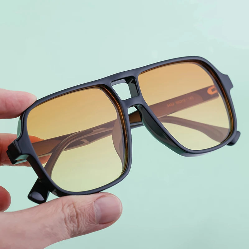 SHAUNA Retro Double Bridges Square Women Gradient Sunglasses Shades UV400 Fashion Rivets Decoration Men Sun Glasses