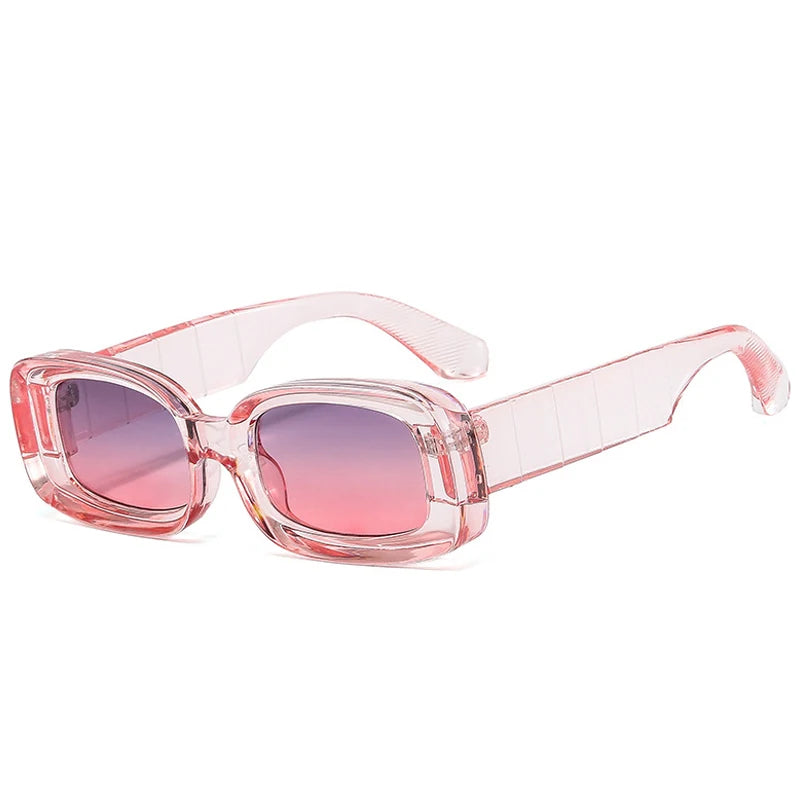 SO&EI Retro Colorful Rectangle Women Sunglasses Fashion Candy Color Shades UV400 Men Clear Gradient Square Sun Glasses
