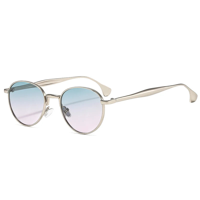 SHAUNA Retro Metal Round Punk Men Sunglasses Shades UV400 Fashion Trending Gradient Women Sun Glasses