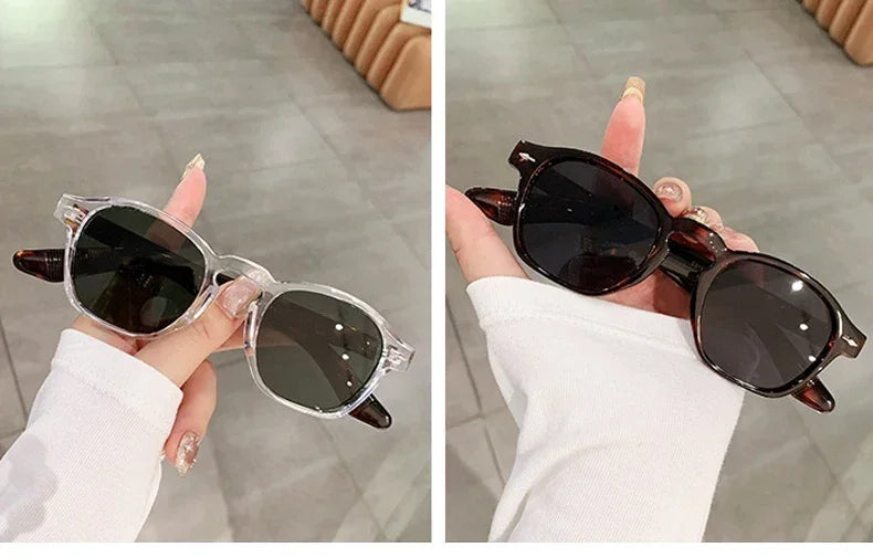 JNPCXI Retro Rivets Men Square Sunglasses Fashion Blue Green Trending Shades UV400 Women Clear Frame