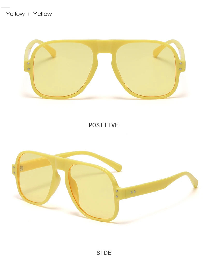 SHAUNA Fashion Pilot Men Sunglasses Retro Candy Color Shades UV400 Women Trending Rivets Sun Glasses