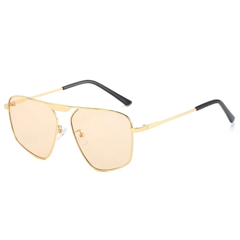 SHAUNA Retro Metal Polygon Square Sunglasses Women Fashion Champagne Shades UV400 Men Sun Glasses