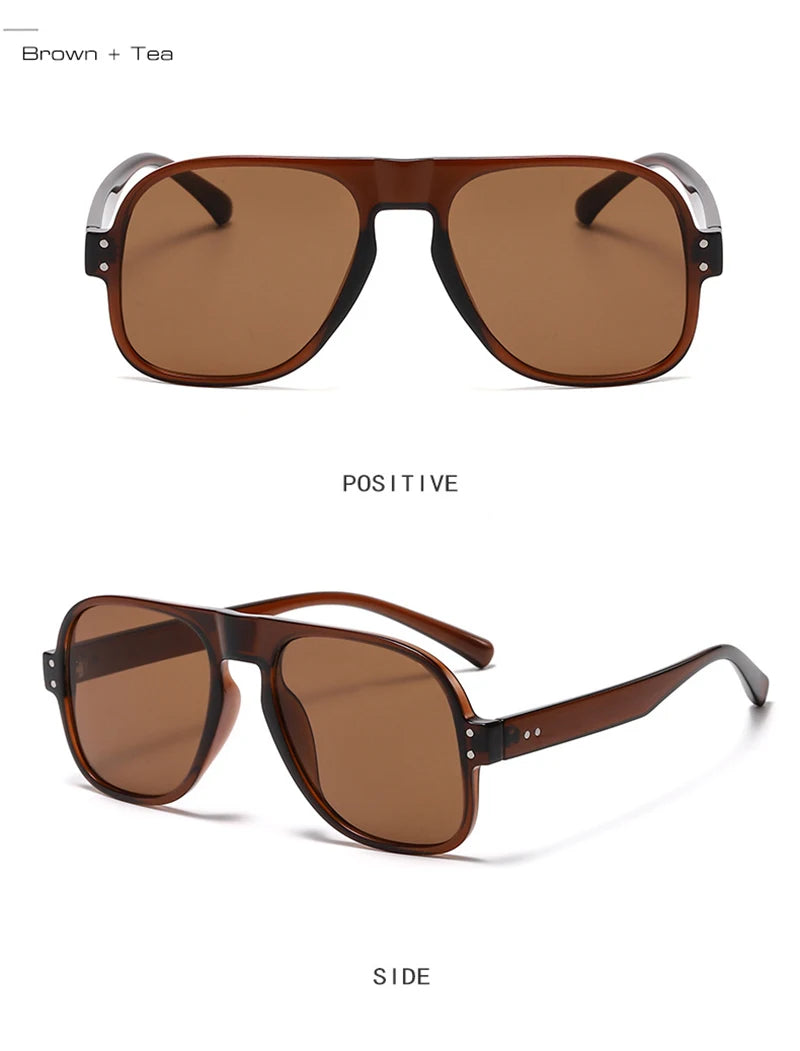 SHAUNA Fashion Pilot Men Sunglasses Retro Candy Color Shades UV400 Women Trending Rivets Sun Glasses