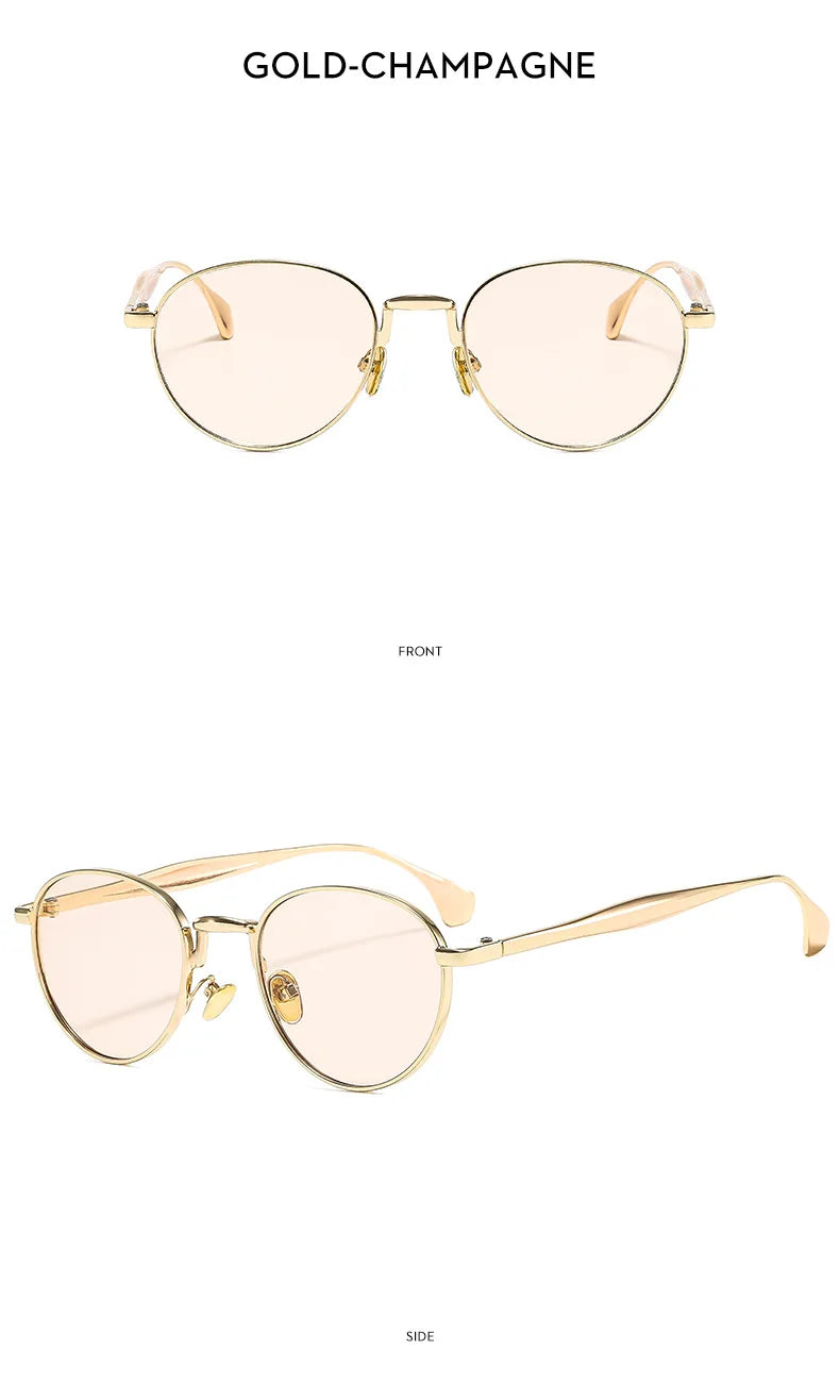 SHAUNA Retro Metal Round Punk Men Sunglasses Shades UV400 Fashion Trending Gradient Women Sun Glasses