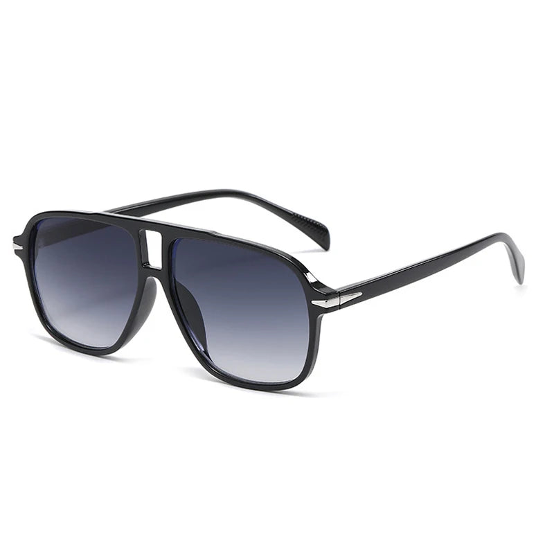 SO&EI Fashion Double Bridges Men Pilot Sunglasses Retro Clear Blue Shades UV400 Women Trending Square Rivets Sun Glasses