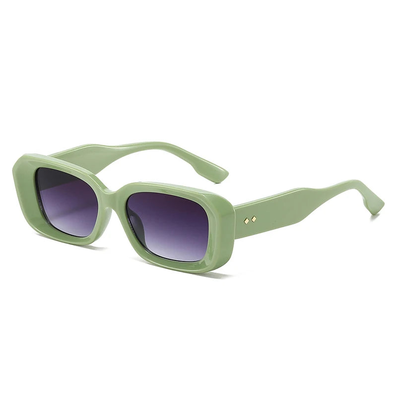 SHAUNA Retro Square Sunglasses Women Fashion Rivets Gradient Shades UV400 Men Green Pink Sun Glasses