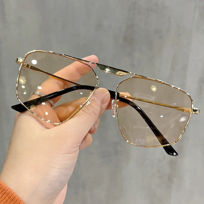 SHAUNA Retro Metal Polygon Square Sunglasses Women Fashion Champagne Shades UV400 Men Sun Glasses