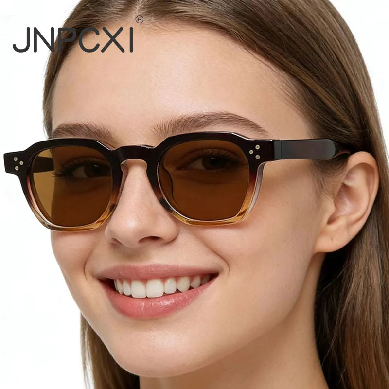 JNPCXI Fashion Vintage Rivet Oval Sunglasses Women Men Luxury Leopard Sun Glasses Anti Blue Light Eyeglasses Frame