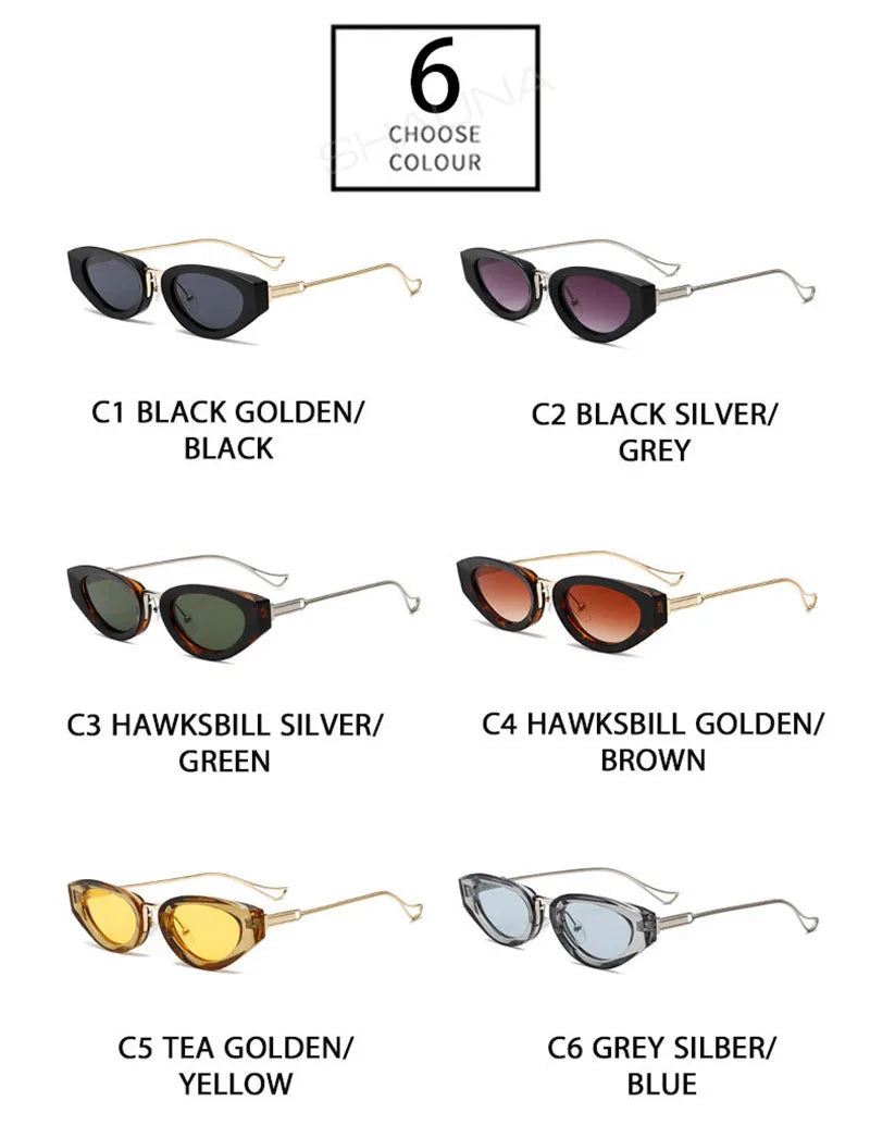 SHAUNA Retro Small Cat Eye Women Sunglasses Fashion Gradient Shades UV400 Men Yellow Sun Glasses